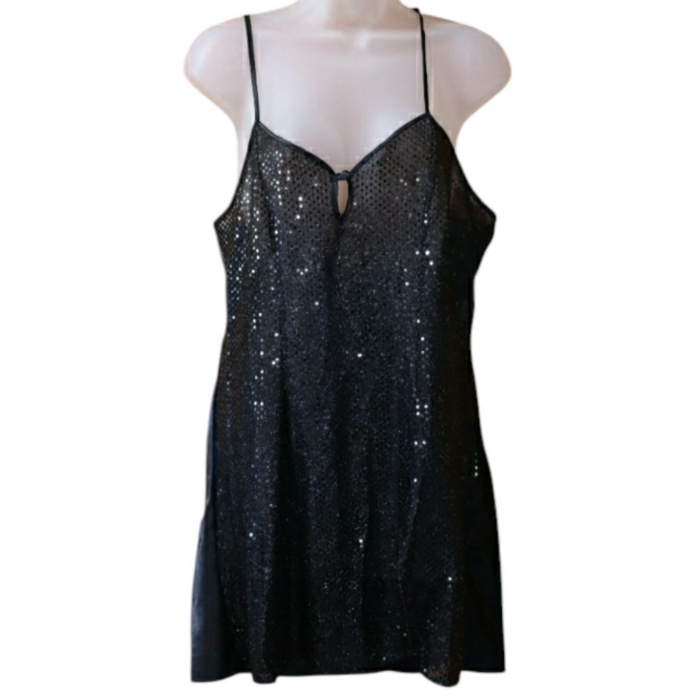 Night Magic Cinema Etoile Black Chemise Spaghetti Straps Size M Vintage Lingerie